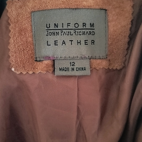 Brown Suede Long Women's Coat - Picture 6 of 7